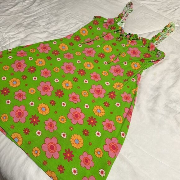 NWOT PrettyLittleThing Lime Green & Pink Flowers Dress 12 - Picture 3 of 9
